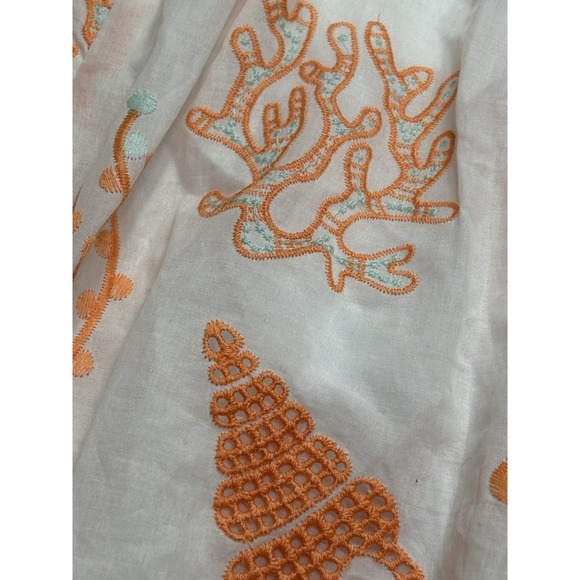 Anthropologie Maeve Embroidered‎ Scallop White Sea Shell Midi Sundress 10 Resort - Picture 8 of 16